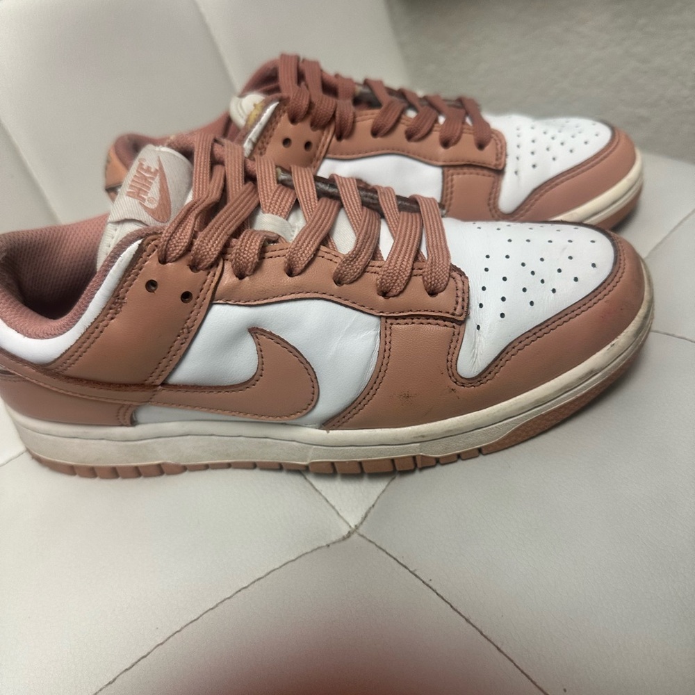 Nike White and Tan Low-Top Sneakers
